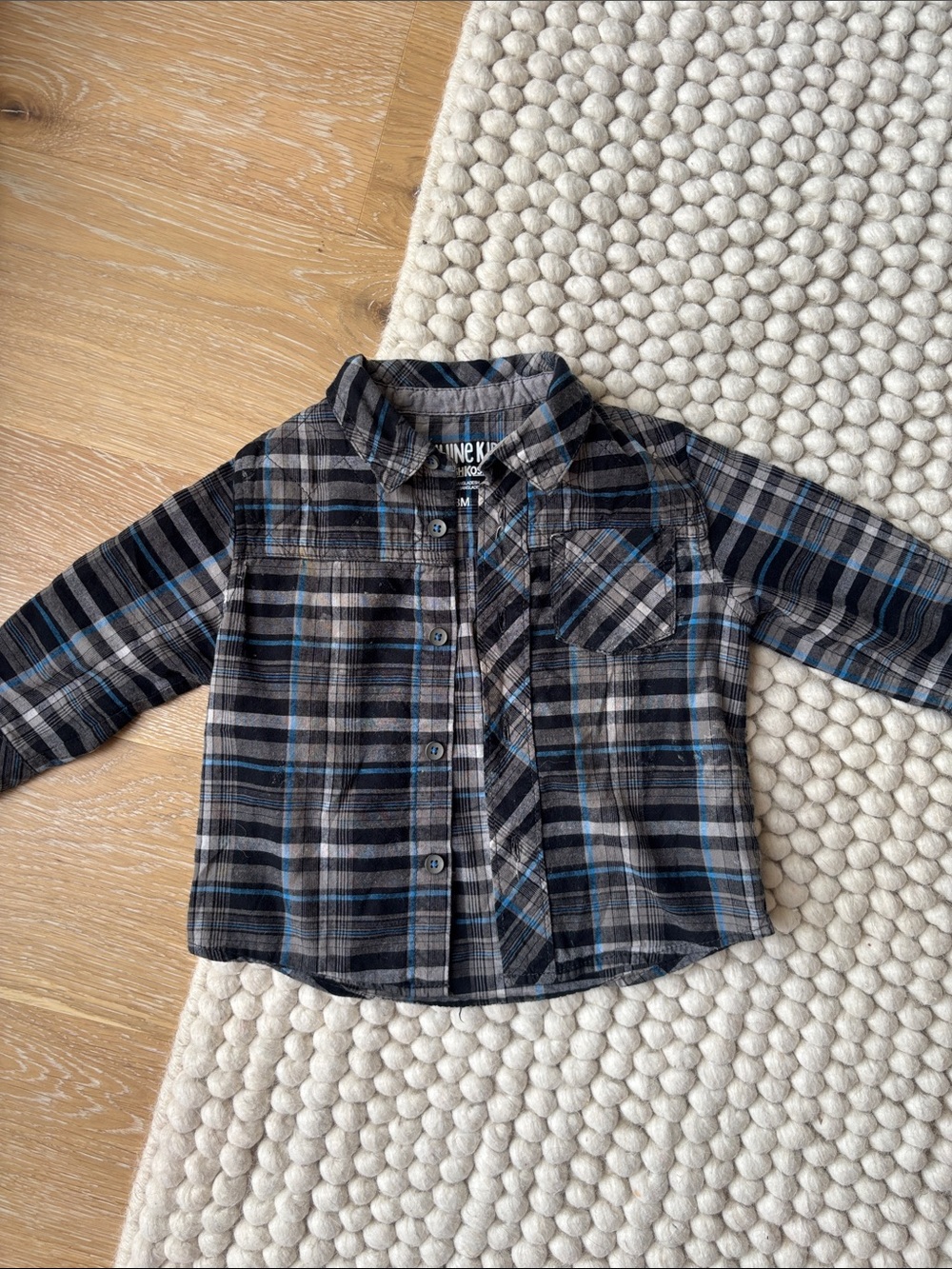 OshKosh B'gosh Blue and Gray Plaid Button-Down Shirt